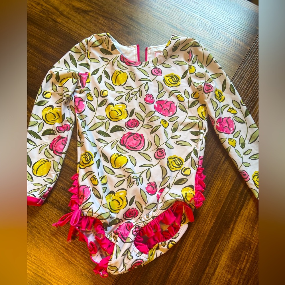 SweetHoney Floral Swimsuit with Pink and Yellow Accents